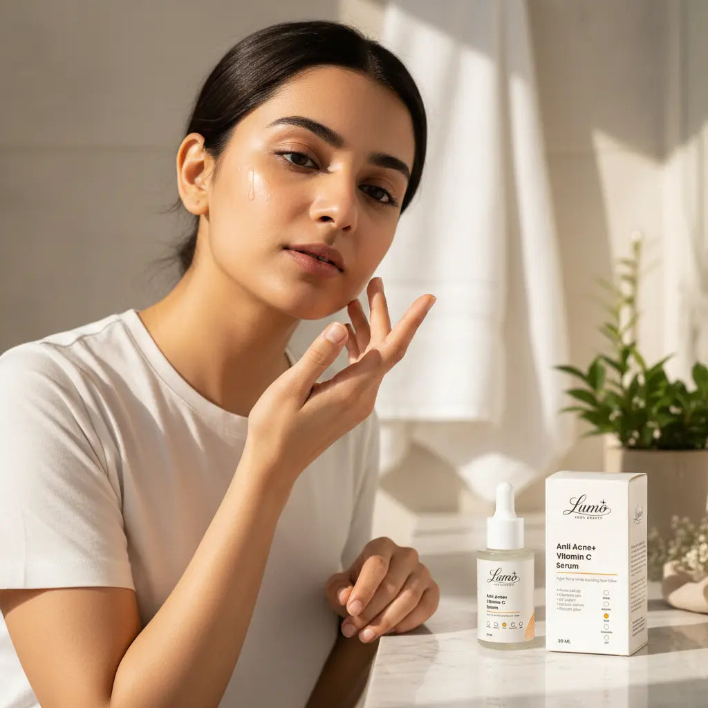 Pakistani girl applying Lumo Vitamin C Serum